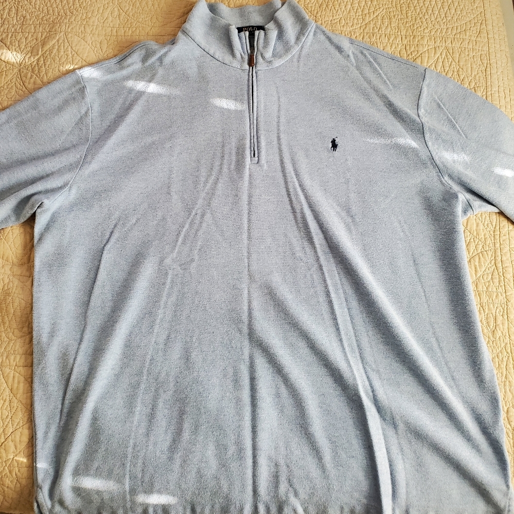 Men's Lite Blue Polo 1/4 Zip Sweater